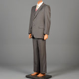 1970s Mens Three Piece Suit in Brown Pinstripe