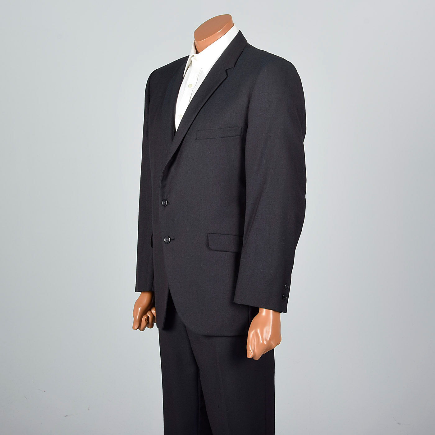 1960s Mens Black Sharkskin Two Piece Suit