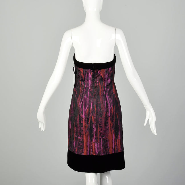 Badgley Mischka Strapless Party Dress Purple Black Red Velvet Shift NWT