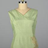1960s Green Silk Shift Dress