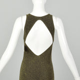 Wolford Metallic Gold Dress Keyhole Back Sexy Stretch Bodycon
