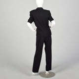 Large 1990s St. John Pant Suit Black Knit Jacket Ensemble