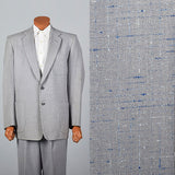 1950s Mens Two Piece Suit in Dove Gray with Blue & White Flecks