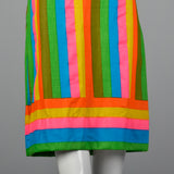 1960s Colorful Stripe Print Shift Dress