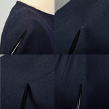 XXS 1950s Navy Blue Princess Coat Hourglass Coat Dress Winter Weight Wool