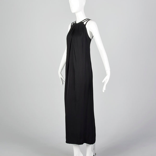 XXS 1960s Ceil Chapman Sleeveless Black Evening Dress