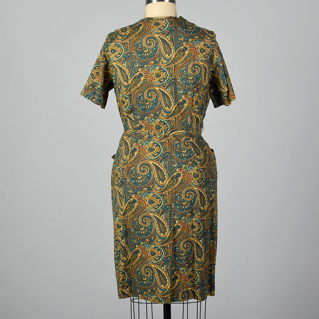 1950s Cotton Day Dress in Paisley Print