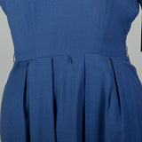 Large 1950s Blue Belted Dress