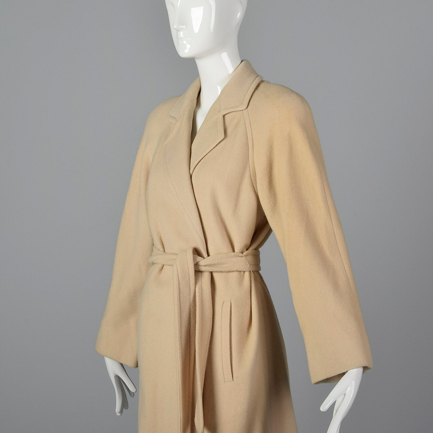Medium I. Magnin 1980s Cream Cashmere Wrap Coat