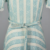 1940s Blue Floral Dressing Gown