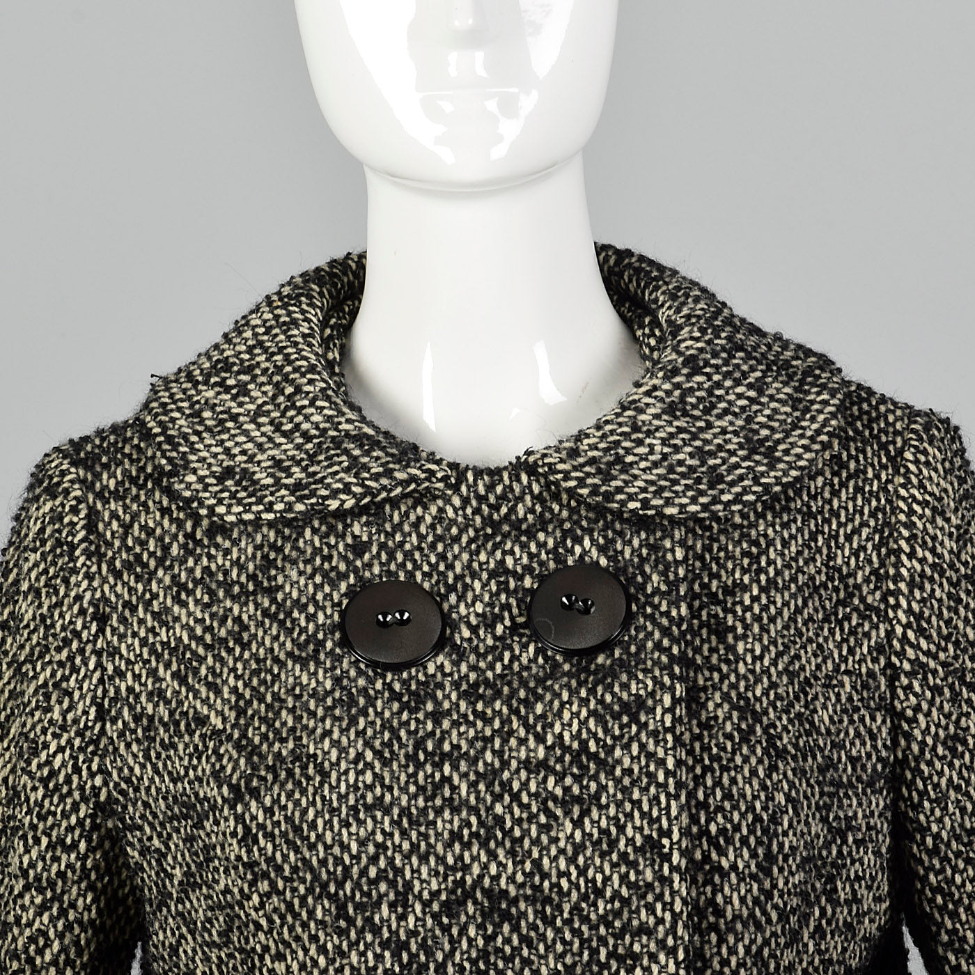 1960s Black and White Boucle Wool Skirt Suit