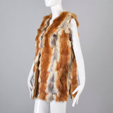 1970s Red Fox Fur Vest with Leather Trim