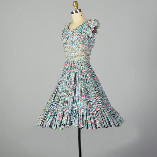 XXS 1950s Blue Day Dress