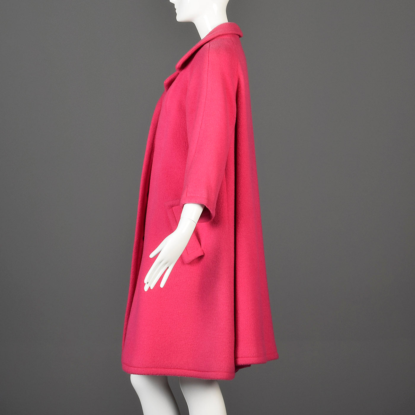 1950s Pink Wool Coat with Great Gold Buttons