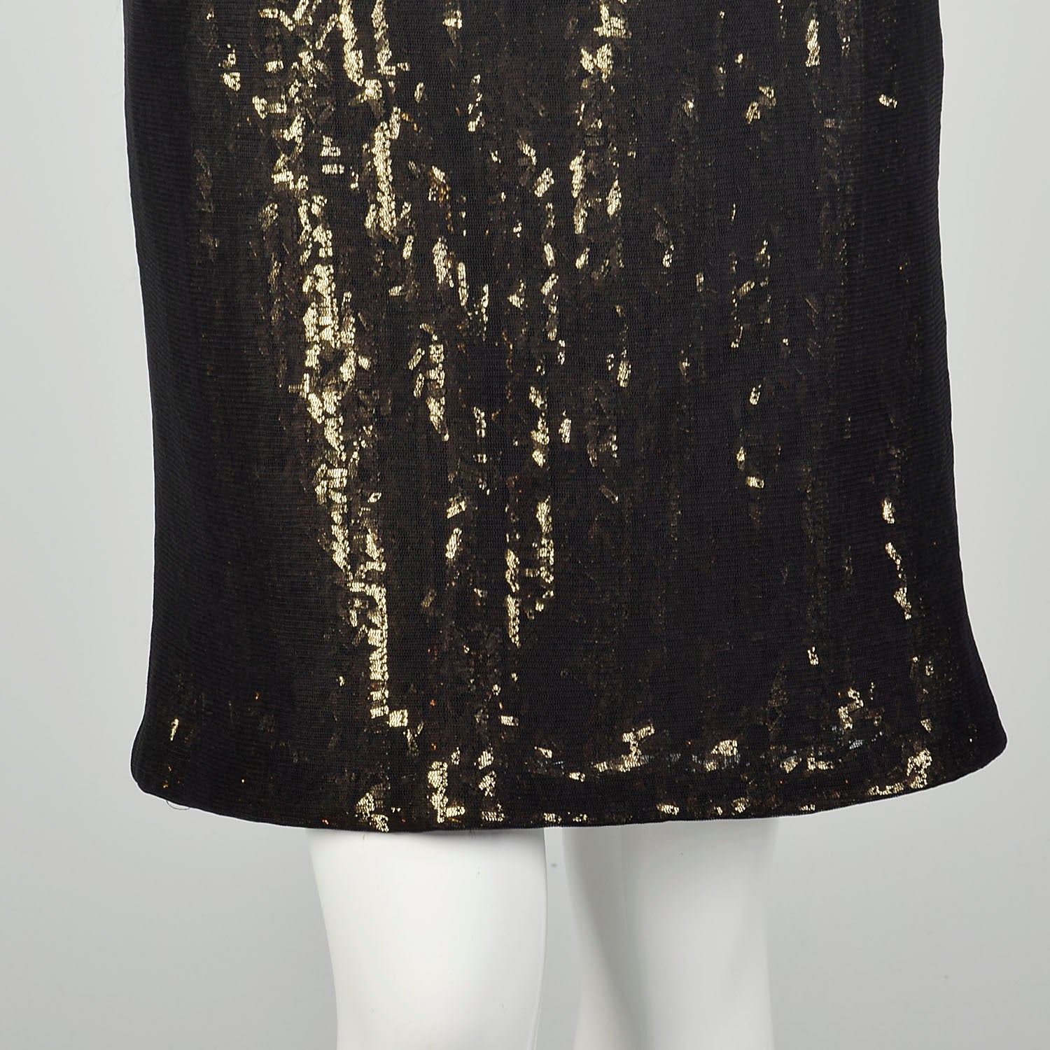 Medium Theia Black Party Dress Sheer Mesh Sleeveless Gold Sequin Mini