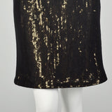 Medium Theia Black Party Dress Sheer Mesh Sleeveless Gold Sequin Mini