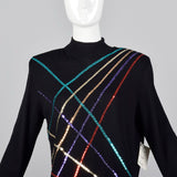 1980s St John Knit Sweater Dress with Sequin Stripes