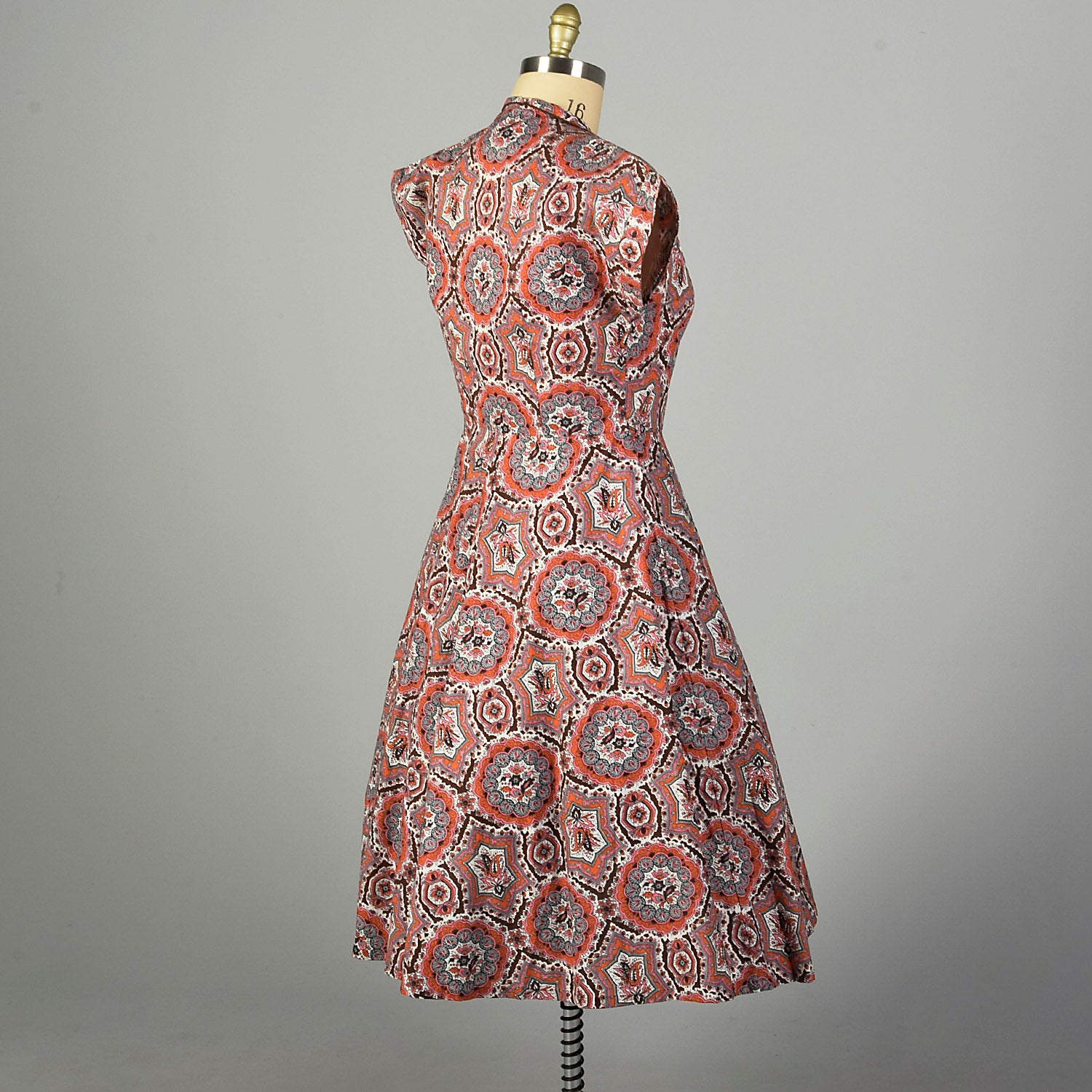 XL 1950s Day Dress Cotton Short Sleeve Volup Bohemian Print Casual Summer Shirtwaist