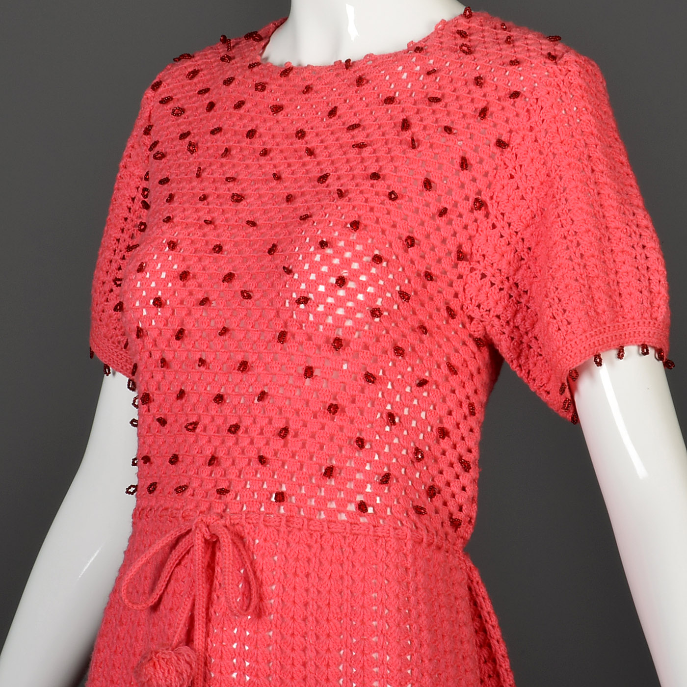 1950s Pink Crochet Dress