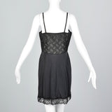 1950s Black Full Slip with Shaped Cups and Lace Bodice