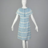 1960s Baby Blue Dress with White Embroidery