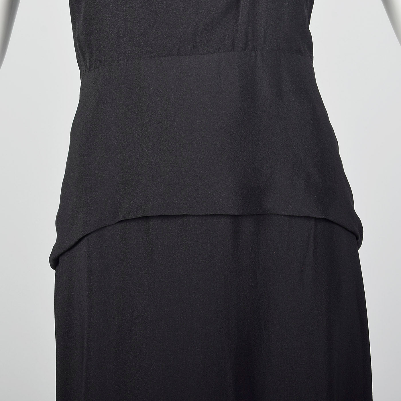 1940s Black Peplum Dress with Lace Collar and Cuffs