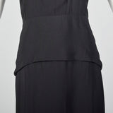 1940s Black Peplum Dress with Lace Collar and Cuffs