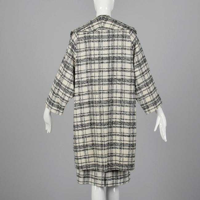 1960s Plaid Clutch Coat with Matching Skirt