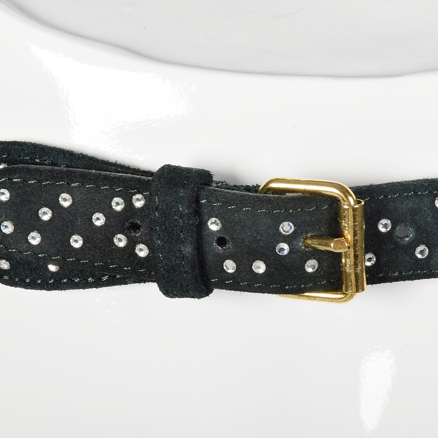 1990s Sonia Rykiel Green Suede Braided Belt