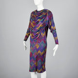 Missoni Purple Silk Jersey Dress with Draped Bodice