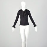 XS Black Long Sleeve Silk Knit Top