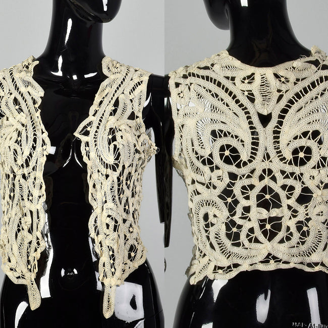 XS Antique Ivory Lace Vest