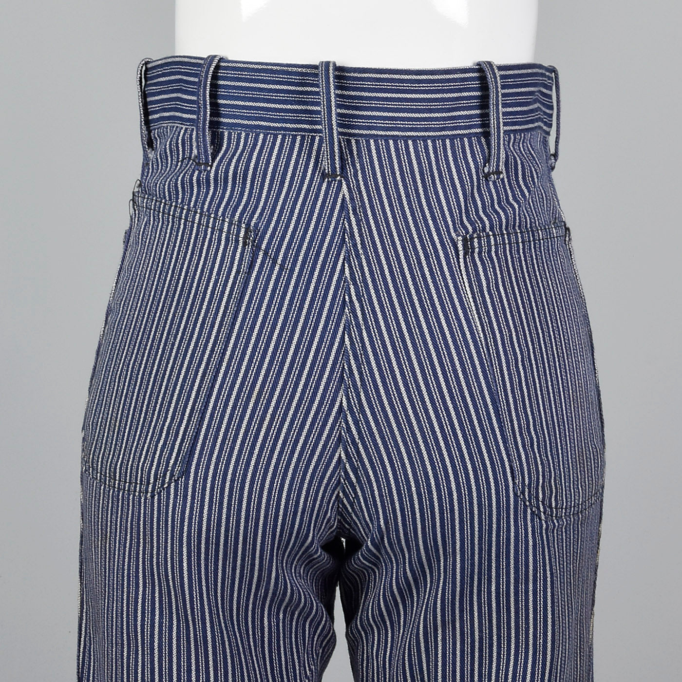 XS 1970s Blue and White Striped Bell Bottoms