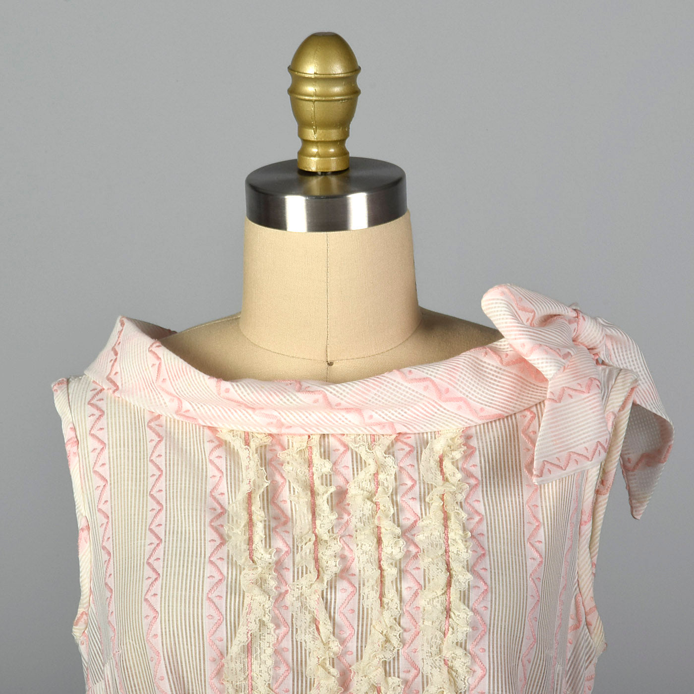 1950s Pink and White Sheer Day Dress