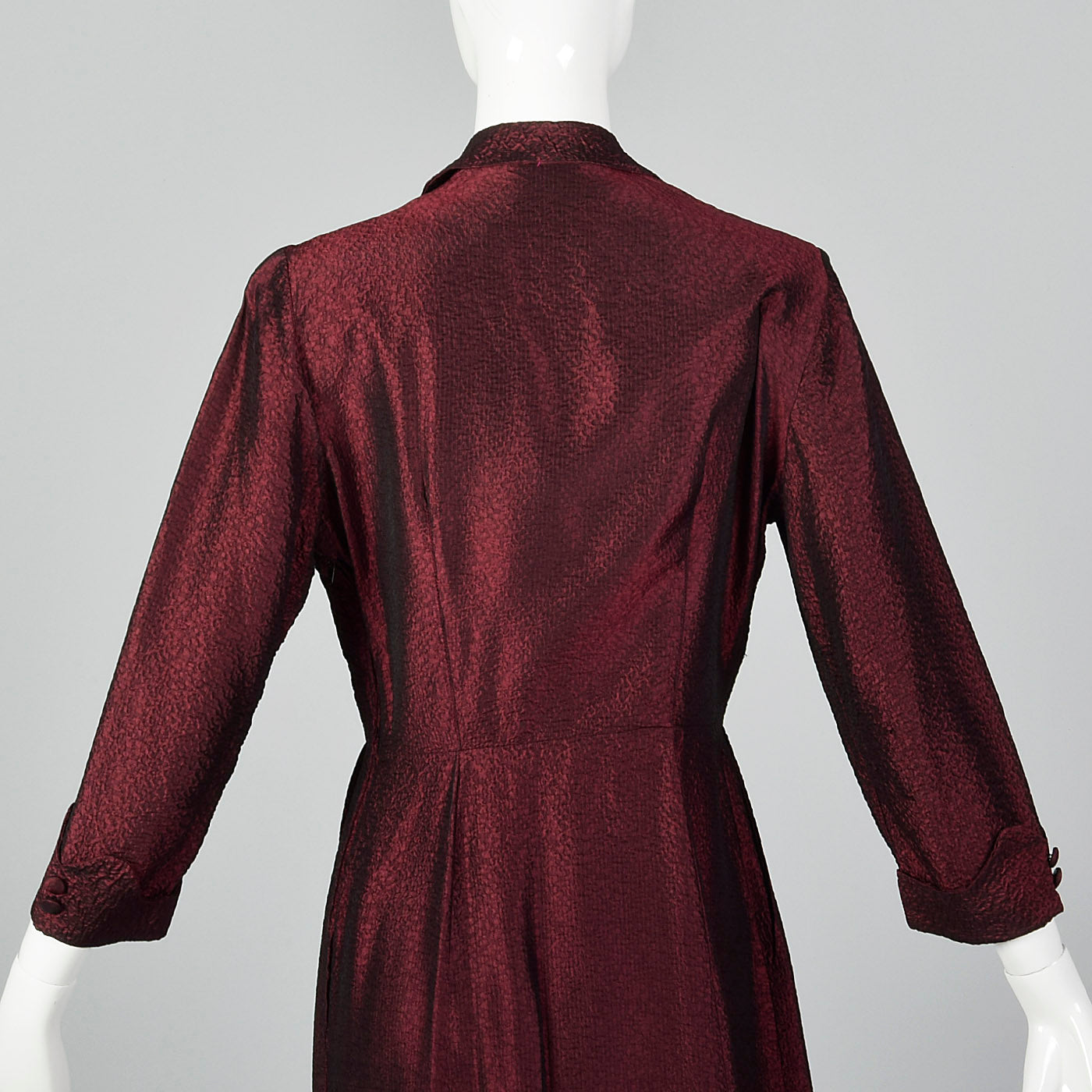 1950s Red and Black Sharkskin Plisse Dress
