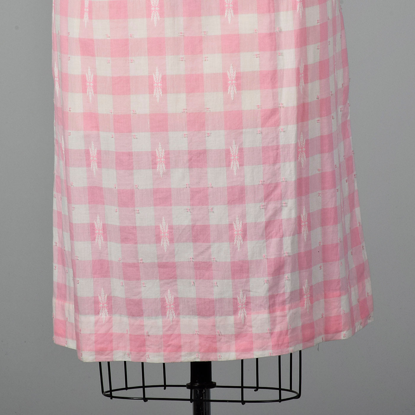 1950s Pink Gingham Pencil Dress