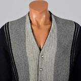 1950s Mens Campus Black and Gray Cardigan