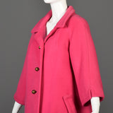 1950s Pink Wool Coat with Great Gold Buttons