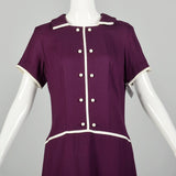 1960s Plum Purple Mod Shift Dress Short Sleeve Summer GoGo