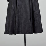 XS 1950s Via Veneto Couture Boutique Black Silk Princess Coat Made In Italy