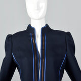 1980s Louis Feraud Blue Skirt with Matching Open Jacket