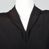 1940s Black Rayon Dress with Draped Hip Pocket