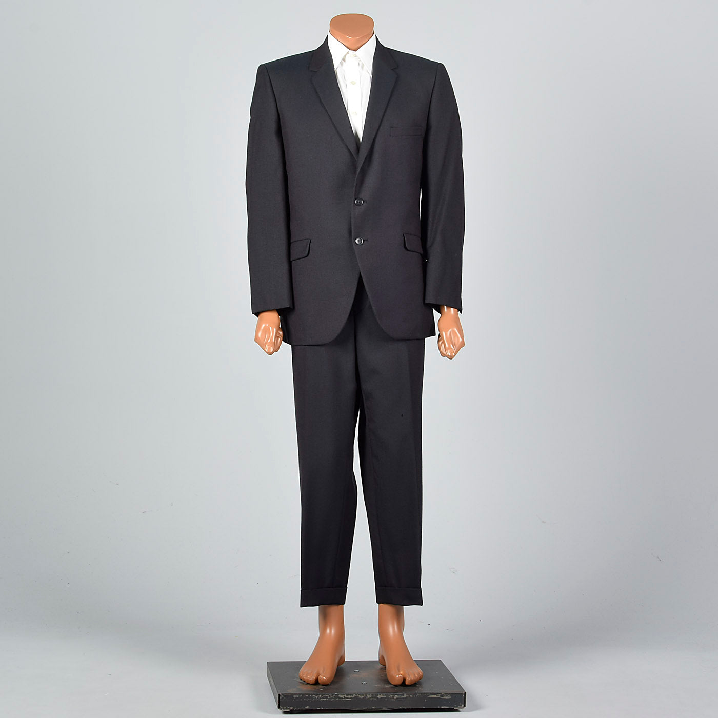 1960s Mens Black Sharkskin Two Piece Suit