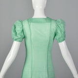 1930s Sheer Green Dress with Swiss Dots