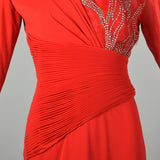 1980s Rose Taft Red Evening Dress