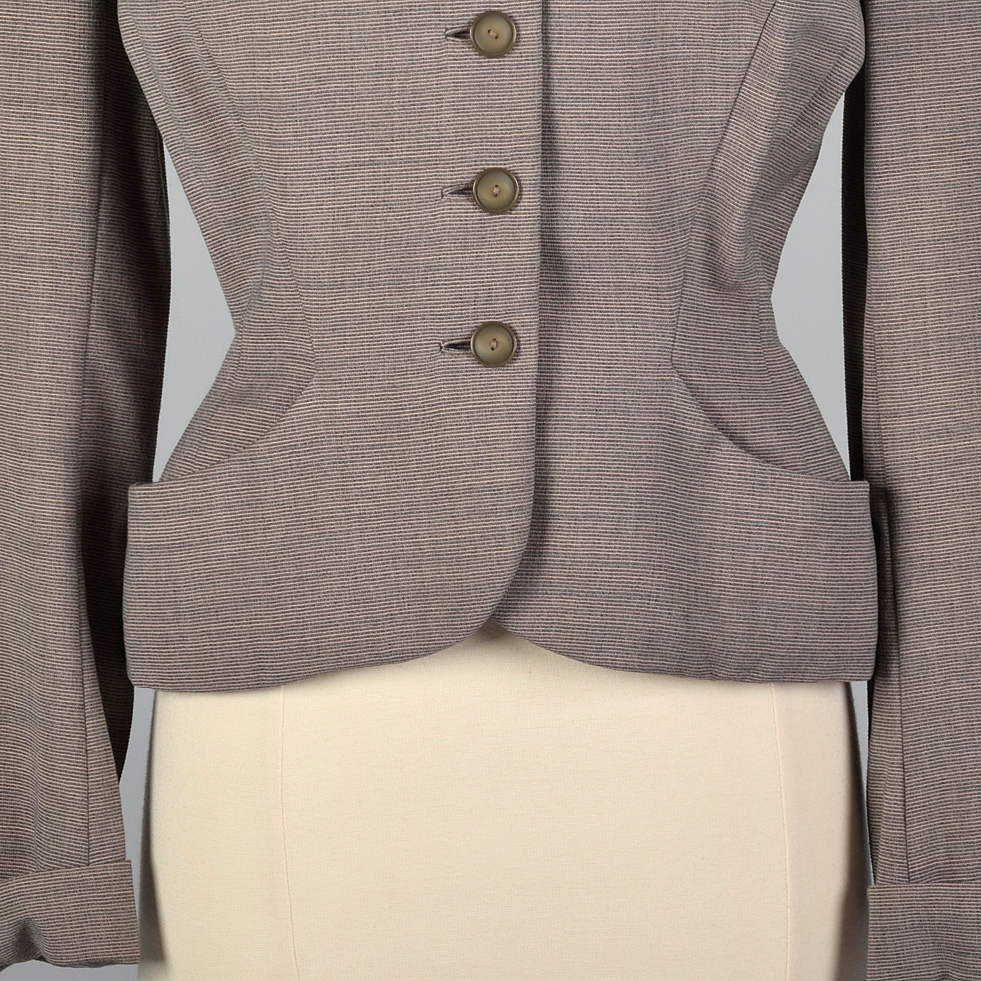 1950s Fitted Blazer in Pink and Gray Stripe
