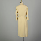 XL 1960s Dress Cream Classic Shirtwaist Rhinestone Wedding