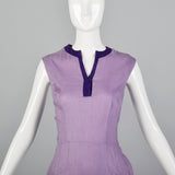 1960s Sleeveless Purple Dress with Fitted Waist