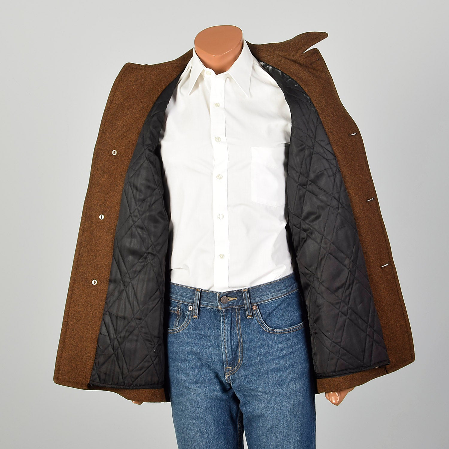 Medium 1960s Mens Pendleton Winter Coat Rust Brown Wool Jacket