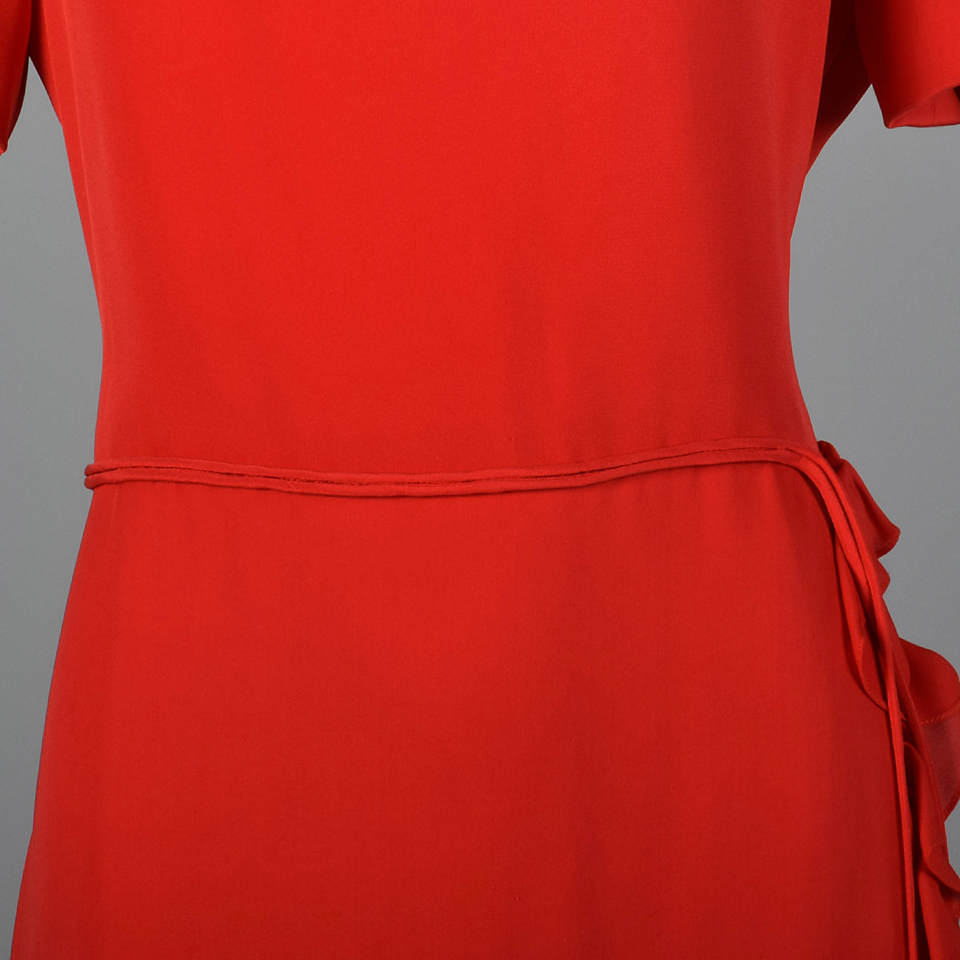 1990s Carolina Herrera Red Silk Dress with Wrap Skirt